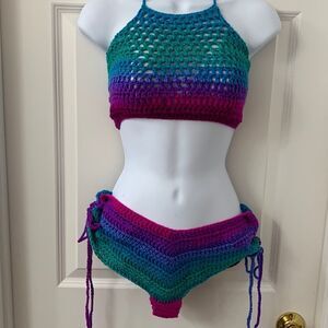 Hand Crocheted OSFM Bikini Top & Bottom (with mask;)